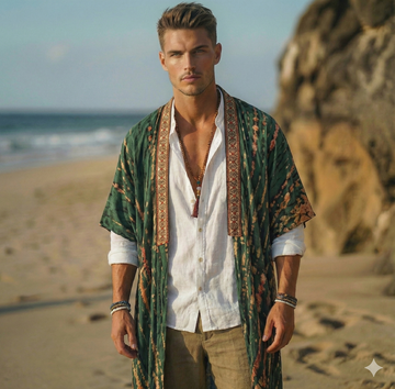 קימונו שני צבעים לגבר - Two-Tone Kimono for Men